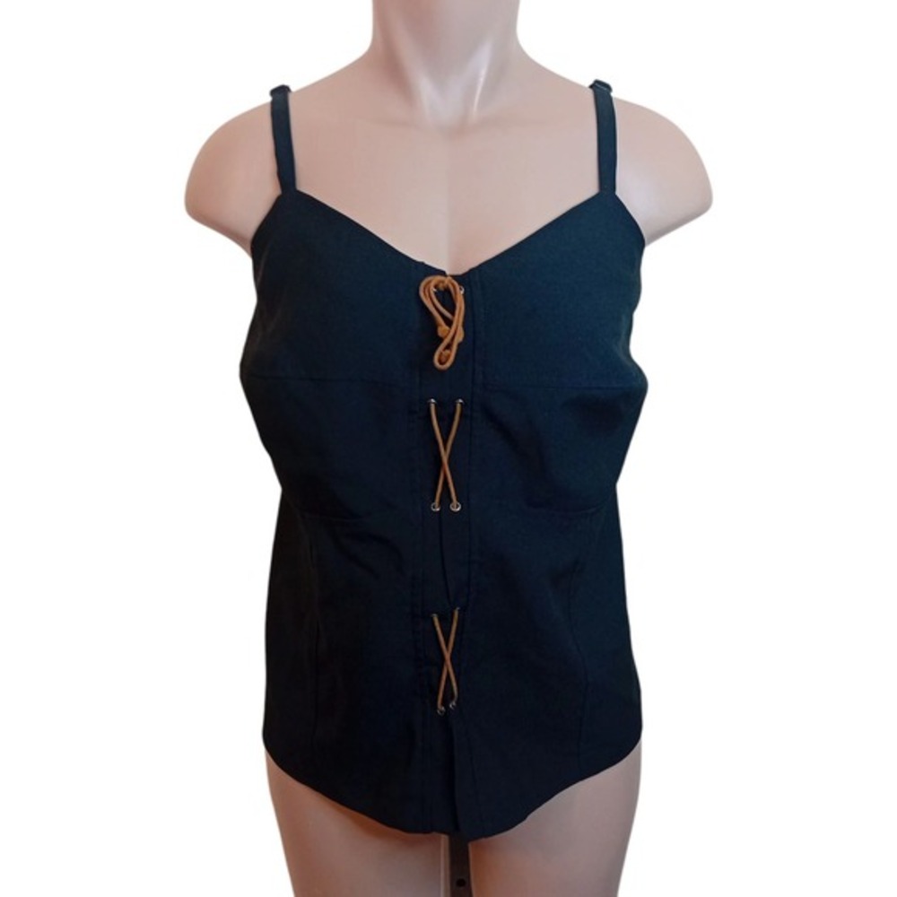 Vintage Y2K Un Deux Trois Corset‎ Top Lace Up Bustier Tank Comfort Plus Size 20